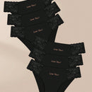 Meiyating paquete de 6 bragas de cintura baja con adorno de encaje, transpirables y delgadas para mujeres