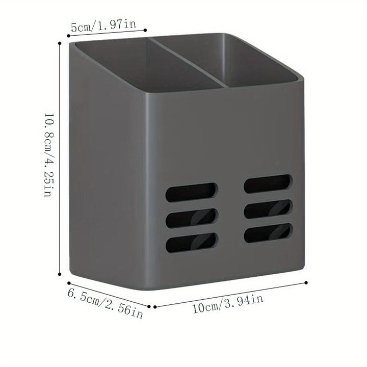 1 pieza, Organizador de almacenamiento de pared, estante multifuncional que no requiere taladro, con cesta de drenaje, para cosméticos de baño, con soporte para cepillo de dientes y peine, soporte para afeitadora, esenciales para cocina y baño, accesorio