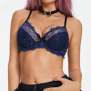 Romwe goth sujetador con aros y encaje con bloques de color para mujer, con adorno de lazo