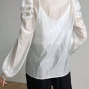 Blusa con mangas abullonadas decorada con mariposas 3D elegante para primavera y verano