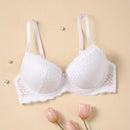 Sujetador comodo y sexy de encaje con volantes y efecto push-up para mujer, ropa interior