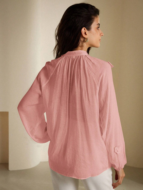 Rosie Estilo dulce frances maduro, cubierta de proteccion solar transparente con cuello en V y cinturon lazado de flores 3D para mujer