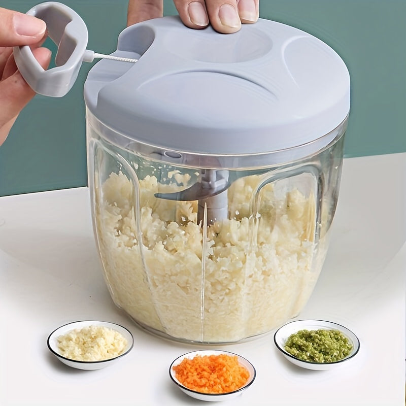 Picadora manual de verduras - Picadora y prensa de ajo multifuncional, cortador manual para ajo, hierbas, cebollas, uso sin electricidad - Artilugio de cocina para cocinar en casa y preparar alimentos (juego de 1)