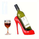 Elegante Estante de Vino en Forma de Zapato de Tacón Alto de Resina - Exhibición Elegante en Rojo y Dorado para Decoración del Hogar, Idea de Regalo Perfecta, Acabado Suave
