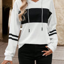 Lune sudadera con capucha de manga larga y hombros caidos para mujer, estampado floral minimalista y holgado, otono