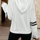 Lune sudadera con capucha de manga larga y hombros caidos para mujer, estampado floral minimalista y holgado, otono