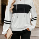 Lune sudadera con capucha de manga larga y hombros caidos para mujer, estampado floral minimalista y holgado, otono