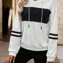 Lune sudadera con capucha de manga larga y hombros caidos para mujer, estampado floral minimalista y holgado, otono