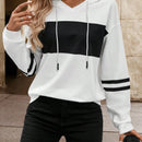 Lune sudadera con capucha de manga larga y hombros caidos para mujer, estampado floral minimalista y holgado, otono