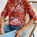 Camisa de manga corta con estampado floral sencilla para uso diario para mujeres