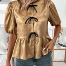 Clasi Camisa de muneca con lazo dorado sencillo para uso diario
