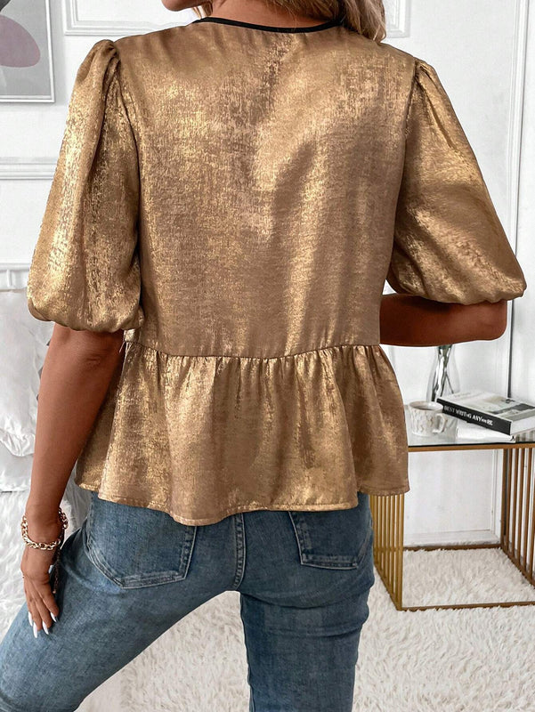 Clasi Camisa de muneca con lazo dorado sencillo para uso diario