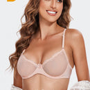 Wingslove sujetador con copa de 1/2 transparente con encaje y aro, sexy, para navidad