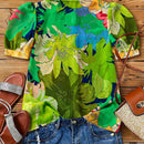 Blusa casual holgada con mangas abullonadas y estampado floral para mujer, ideal para vacaciones