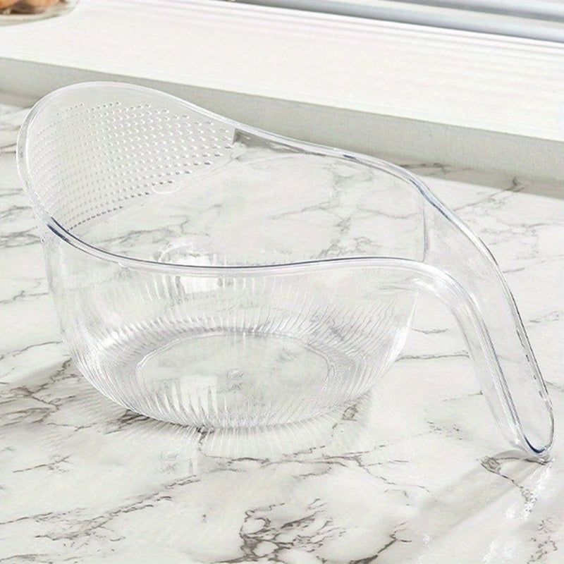 1pc Cuenco de Lavado de Arroz Multifuncional de Plástico con Agujeros Intensivos Cuadriláteros, Cesta de Drenaje de Agua, Cuenco para Frutas