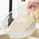 1pc Cuenco de Lavado de Arroz Multifuncional de Plástico con Agujeros Intensivos Cuadriláteros, Cesta de Drenaje de Agua, Cuenco para Frutas