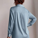 Blusa de manga larga sencilla y casual de unicolor para mujer