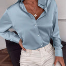 Blusa de manga larga sencilla y casual de unicolor para mujer