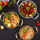 1 Juego de ollas de acero inoxidable para sopa, olla de barro para ramen coreano dorado, olla caliente para mariscos, compatible con cocina de inducción, sin carga, no requiere batería.