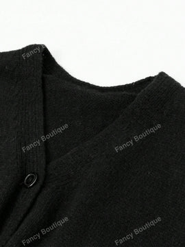 Nuevo cardigan de punto de manga larga informal con cuello en v y abotonado, color negro, para mujeres, adecuado como prenda de abrigo, estilo otono/invierno 2024
