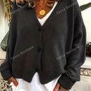Nuevo cardigan de punto de manga larga informal con cuello en v y abotonado, color negro, para mujeres, adecuado como prenda de abrigo, estilo otono/invierno 2024
