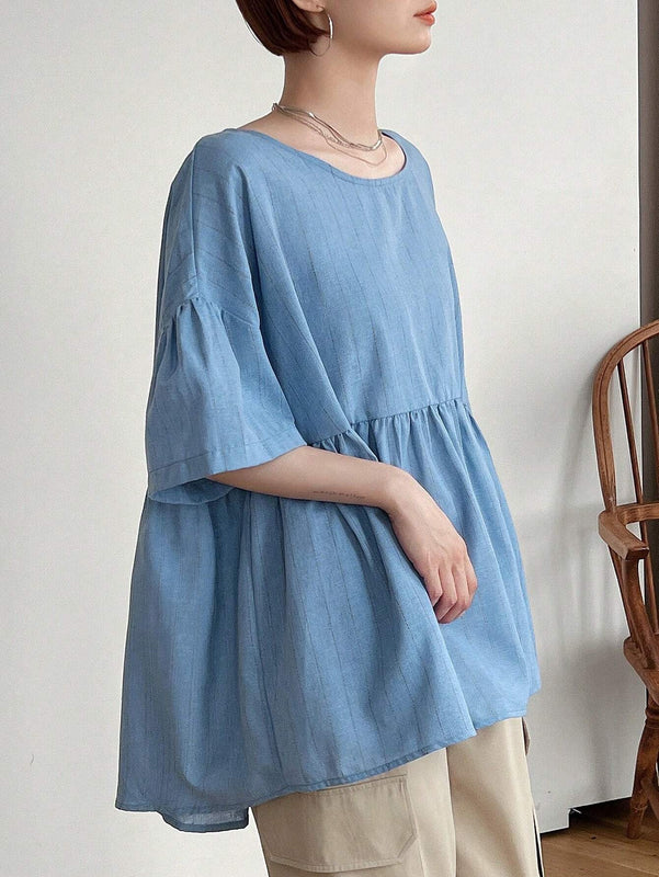 FRIFUL Blusa holgada a rayas informal de verano para mujer