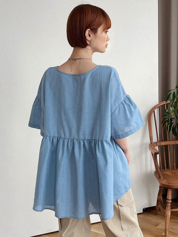 FRIFUL Blusa holgada a rayas informal de verano para mujer