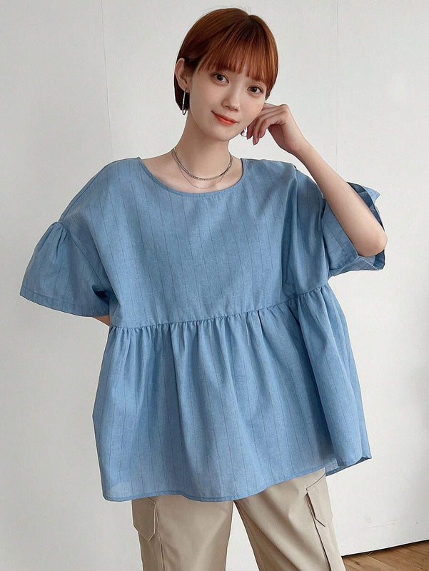 FRIFUL Blusa holgada a rayas informal de verano para mujer