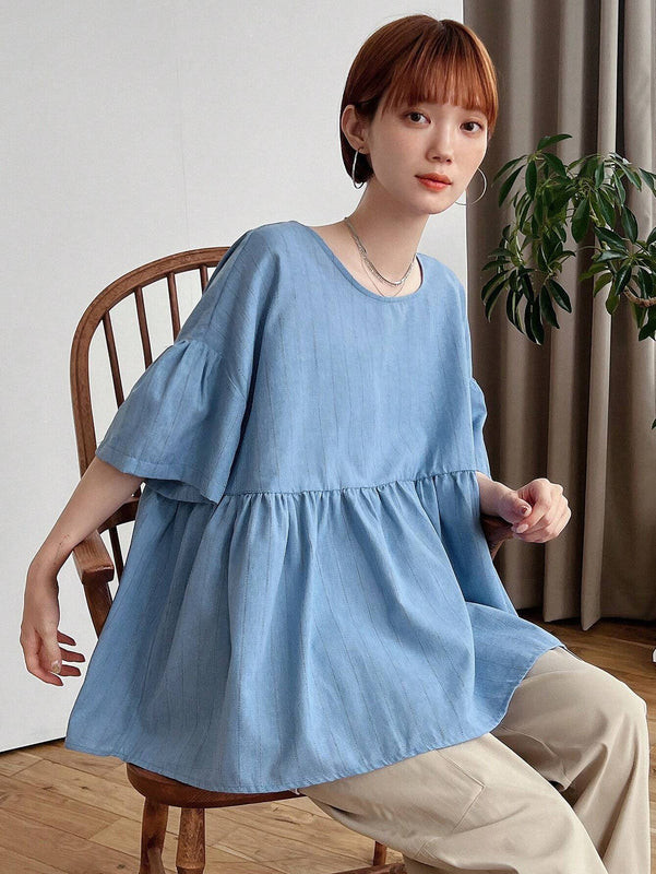 FRIFUL Blusa holgada a rayas informal de verano para mujer