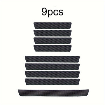 Juego de 9 Protectores de Umbral de Puerta de Fibra de Carbono - Pegatinas Resistentes a Arañazos, Fáciles de Instalar para una Protección Duradera