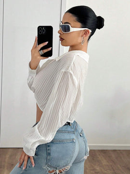 Conjunto de salida de mujer para otono Y2K, cardigan a rayas de manga larga sexy y retorcido como ropa de dormir, uso casual diario