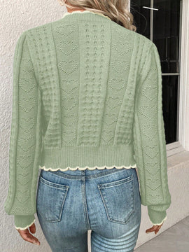 Franclia cardigan casual corto de punto con botones con forma de corazon para mujer, para otono/invierno