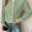 Franclia cardigan casual corto de punto con botones con forma de corazon para mujer, para otono/invierno
