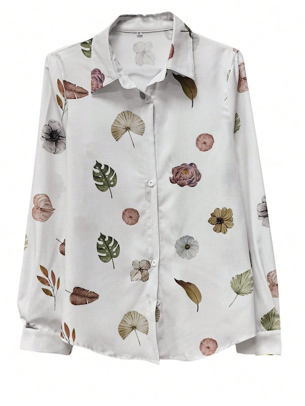 Camisa de moda de mujer con botones y mangas largas