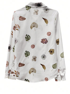 Camisa de moda de mujer con botones y mangas largas