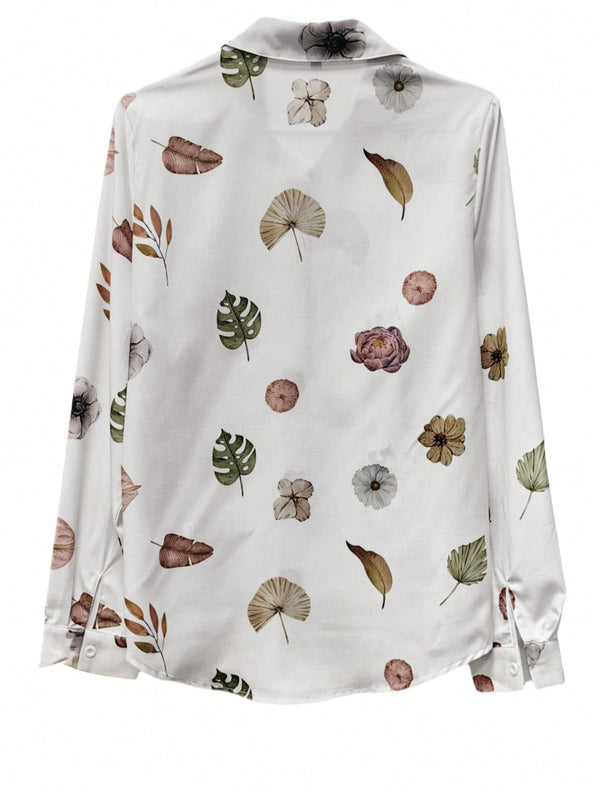 Camisa de moda de mujer con botones y mangas largas