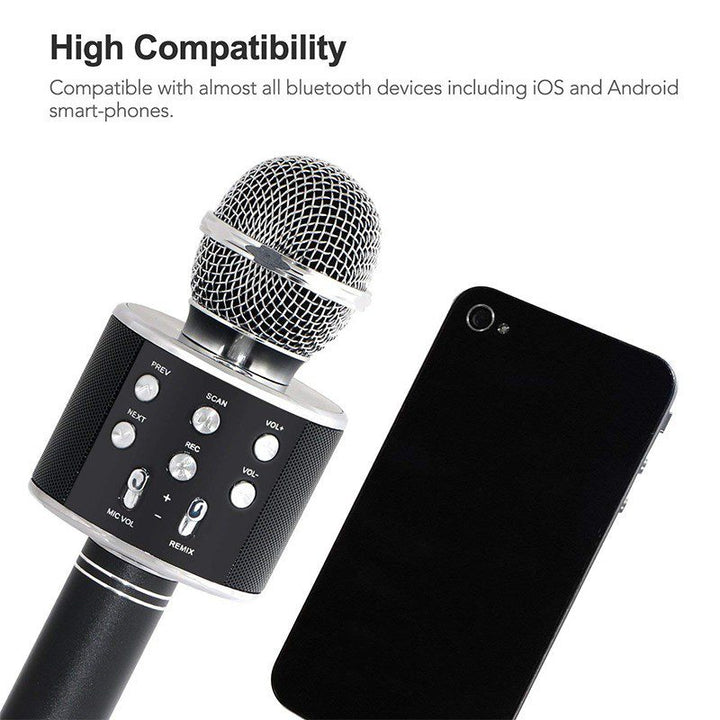Micrófono Karaoke Bluetooth Parlantes Integrados para IOS y Android RF 858