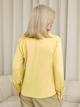EMERY ROSE Blusa elegante de manga larga con cuello en V de unicolor para la oficina, primavera y verano