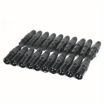 10 Pares de Conectores XLR DMX 3-Pines - Macho/Hembra Pasivo con Contactos Dorados para Señales de Audio y Iluminación Escénica - No Requiere Controlador de Potencia