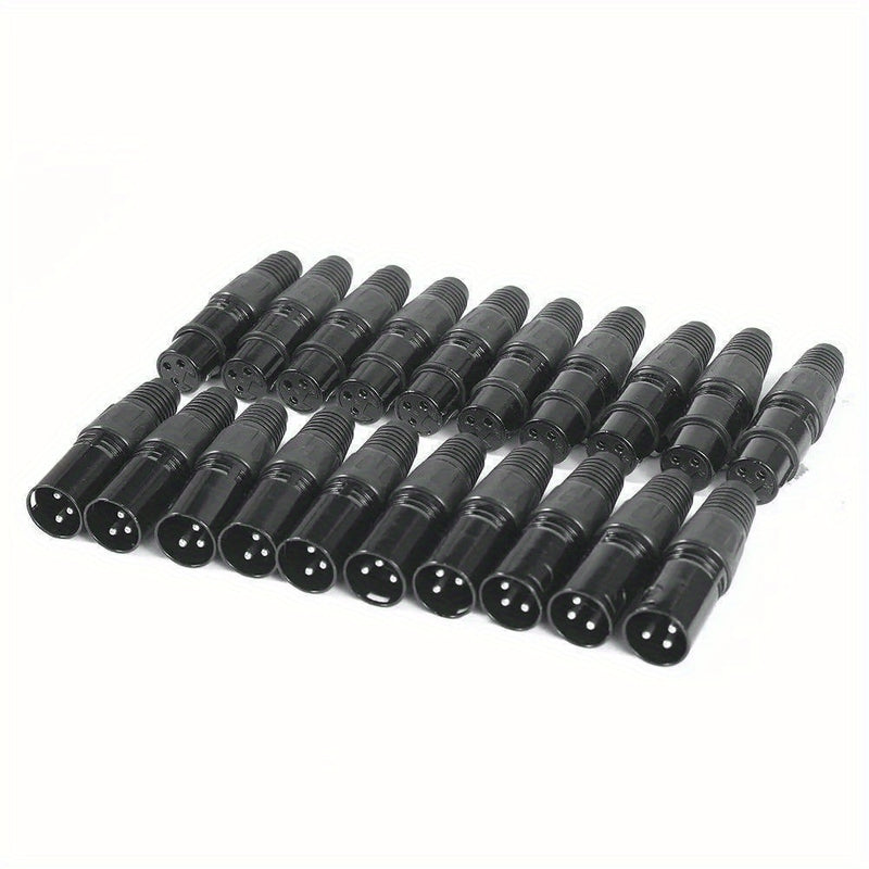10 Pares de Conectores XLR DMX 3-Pines - Macho/Hembra Pasivo con Contactos Dorados para Señales de Audio y Iluminación Escénica - No Requiere Controlador de Potencia