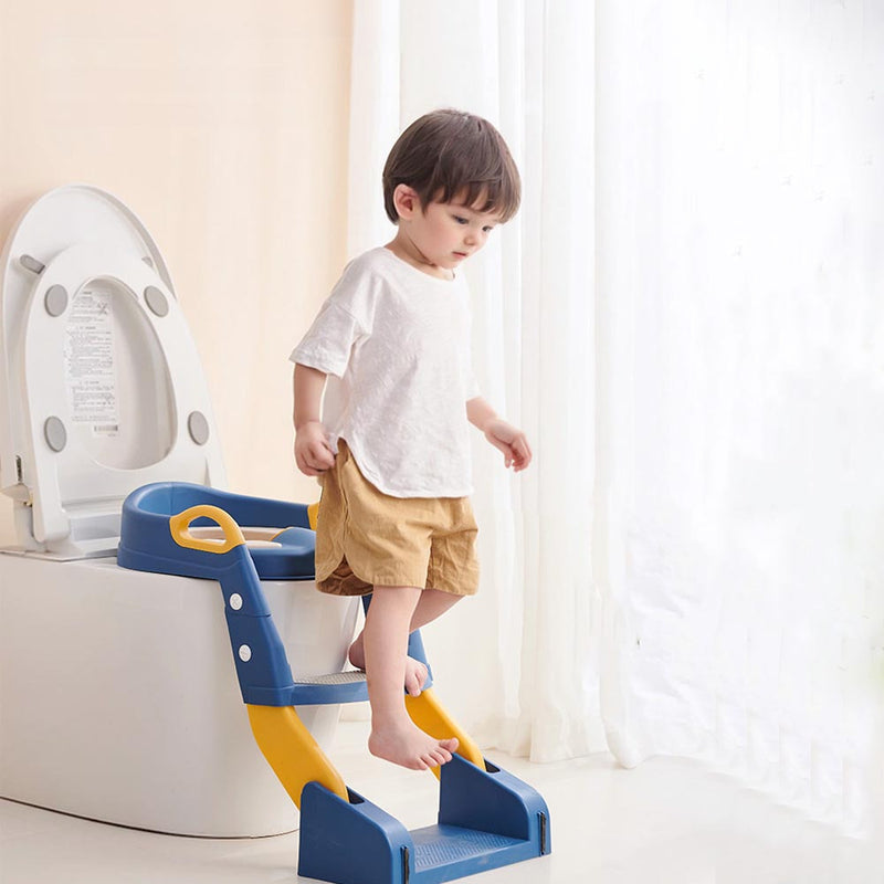Asiento auxiliar para inodoro plegable con escalera y antideslizante, entrenador de baño seguro y cómodo, 1 unidad