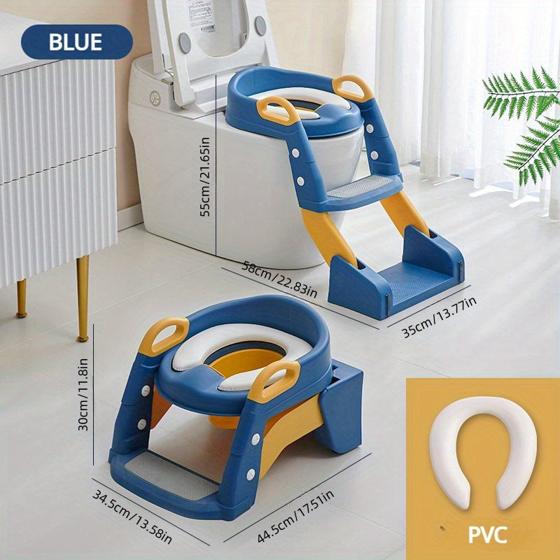 Asiento auxiliar para inodoro plegable con escalera y antideslizante, entrenador de baño seguro y cómodo, 1 unidad