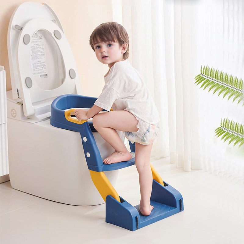 Asiento auxiliar para inodoro plegable con escalera y antideslizante, entrenador de baño seguro y cómodo, 1 unidad