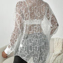 Camisa de malla con botones delanteros y hombros caidos