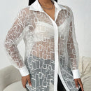Camisa de malla con botones delanteros y hombros caidos