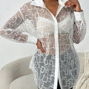 Camisa de malla con botones delanteros y hombros caidos