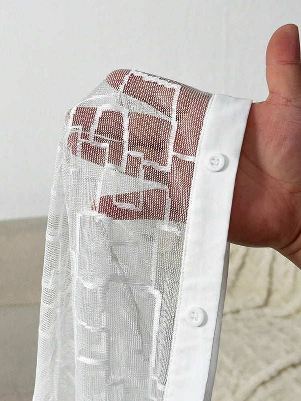 Camisa de malla con botones delanteros y hombros caidos