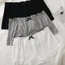 3 piezas/set de bragas informales para mujer con paneles de encaje y ribete acanalado tipo pantalon corto