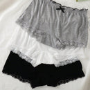 3 piezas/set de bragas informales para mujer con paneles de encaje y ribete acanalado tipo pantalon corto