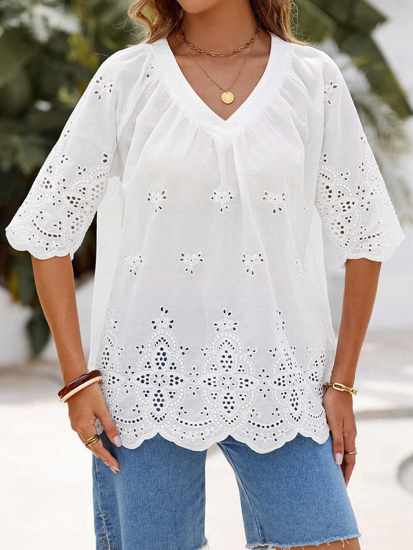 EMERY ROSE Camiseta basica de cuello redondo para mujer, atuendo informal de otono para el trabajo